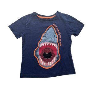 Mini Boden Shark Appliqué And Super Stitch Tee Size 4-5